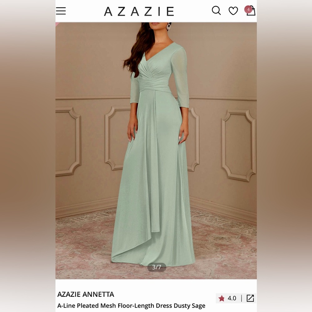 NWT Azazie Dress - Brand new, NEVER WORN Mother of the Bride dress w/garment bag - Picture 5 of 8